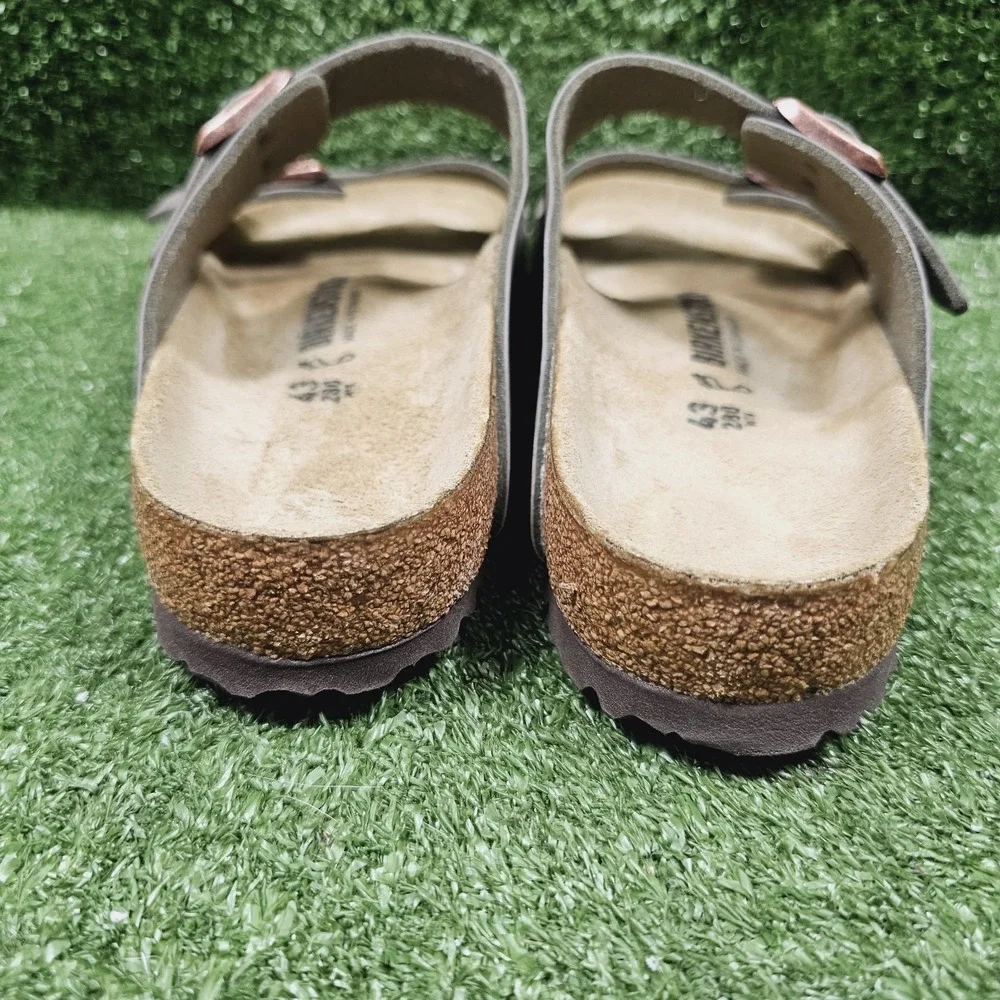 Birkenstock Arizona Buckle Brown Mocca Leather Slides Mens Size US 10 EU 43